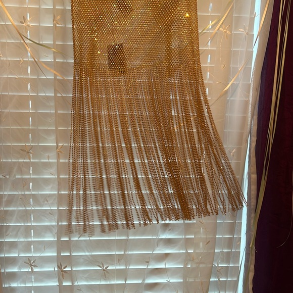 ZARA PINK GOLD RHINESTONE MESH DRESS - Picture 10 of 16